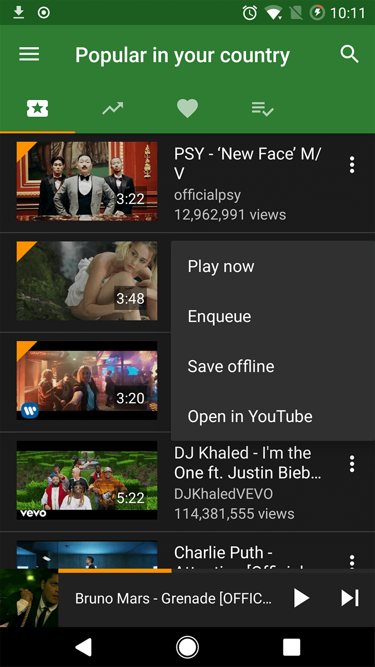 YMusic download YouTube video in background - Android